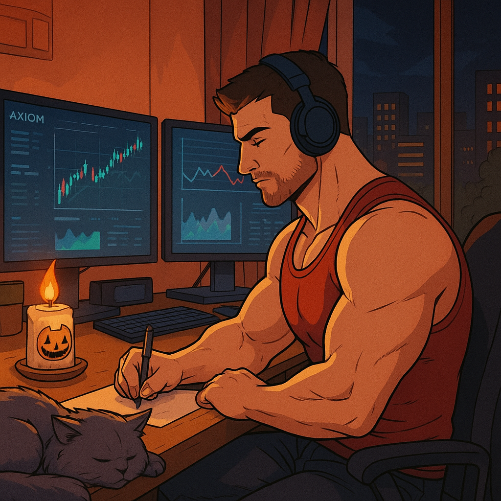 Lofi Chad with grey longhair cat in cozy study